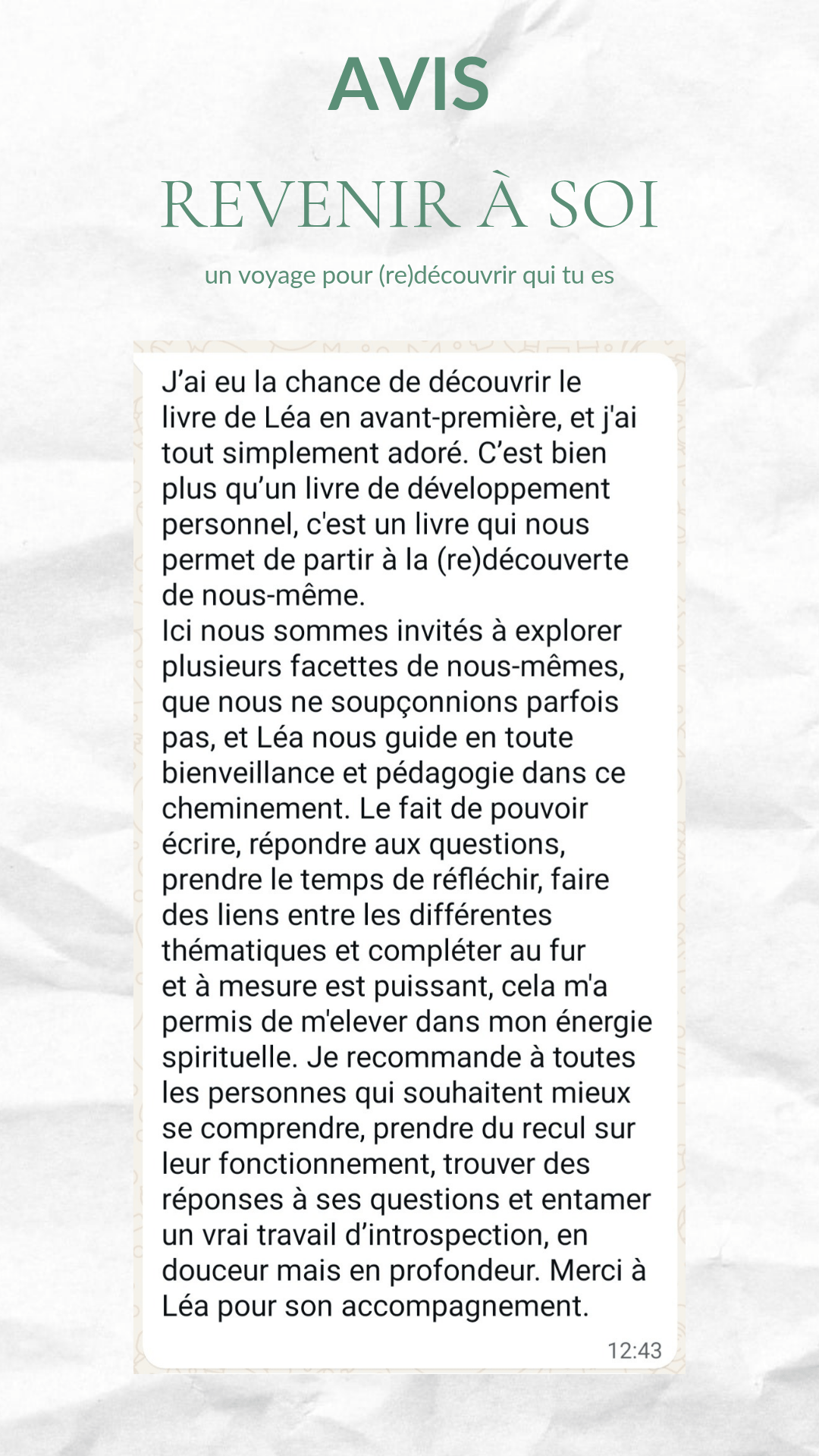 Avis livre Revenir à soi - Léa Thiébault